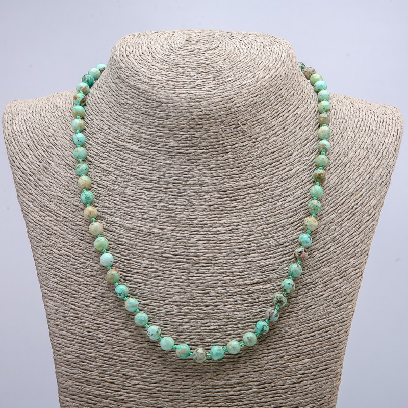 Kette aus natürlichem Amazonit, glatte Kugeln, Ø 6 mm, Länge 46 cm +