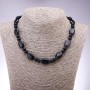 Kette aus synthetischem Aventurin (synthetisch) „Blauer Sand der Nacht von Kairo“ flache ovale Perlen, Durchmesser 13×18 mm, Rondellen 9×6 mm, Länge 45 cm