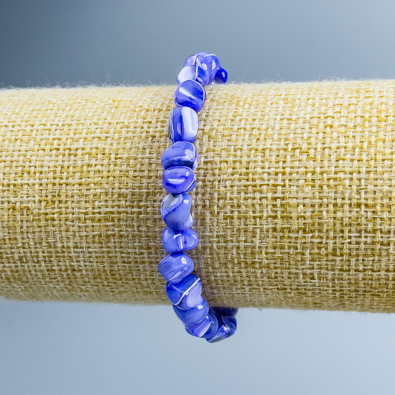 Armband aus violettem Perlmutt, facettierte Perlmuttkugeln, Durchmesser 8 x 6 mm ±, Länge 18 cm (Stretch-Armband)