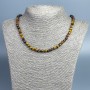 Kette aus Tigerauge, Ochsenauge und Falkenauge, facettierte Kugeln, Durchmesser 6 mm, Länge 46 cm +