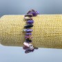 Armband aus Charoit-Naturstein-Krümel 'Nadel', Durchmesser 25 x 3–12 x 2 mm ±, mit Rocailles, Durchmesser 2 mm, Länge 18 cm (Elastikband)