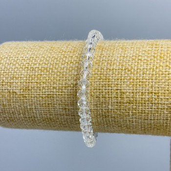Armband aus tschechischem Kristall, weiß-transparent, facettierte Rondellen, Durchmesser 6×5 mm, Länge 18 cm (Stretcharmband)