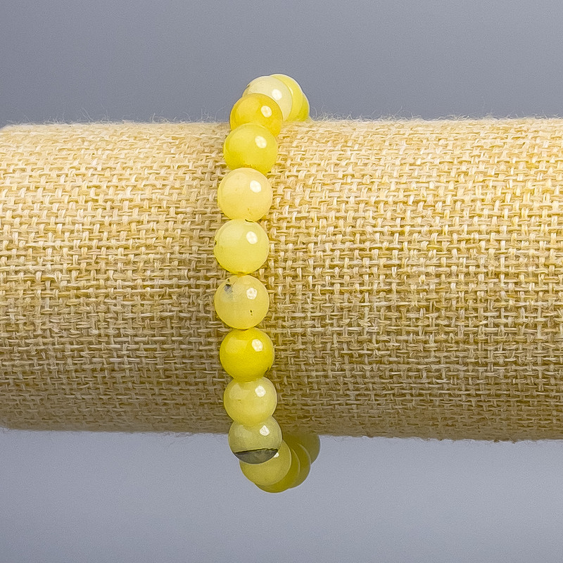 Armband aus getöntem Haarquarz – glatte Kugeln, Durchmesser ca. 8 mm, Länge ca. 18 cm (Stretch)
