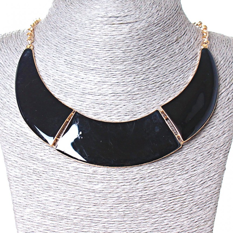 Collier Tor in drei Teilen aus goldfarbenem Metall und schwarzem Glanz (130 × 20 mm)