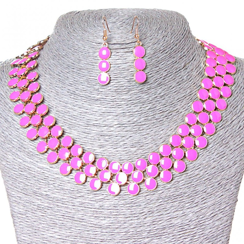 Set Halskette + Ohrringe Beeren, Goldfarbenes Metall und Rosé-Glanz
