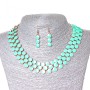 Set Halskette + Ohrringe „Beeren“, Goldfarbenes Metall und Aquamarin-Glanz