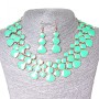 Set Halskette + Ohrringe Lava-Lampe, Goldmetall und Aquamarin-Glanz