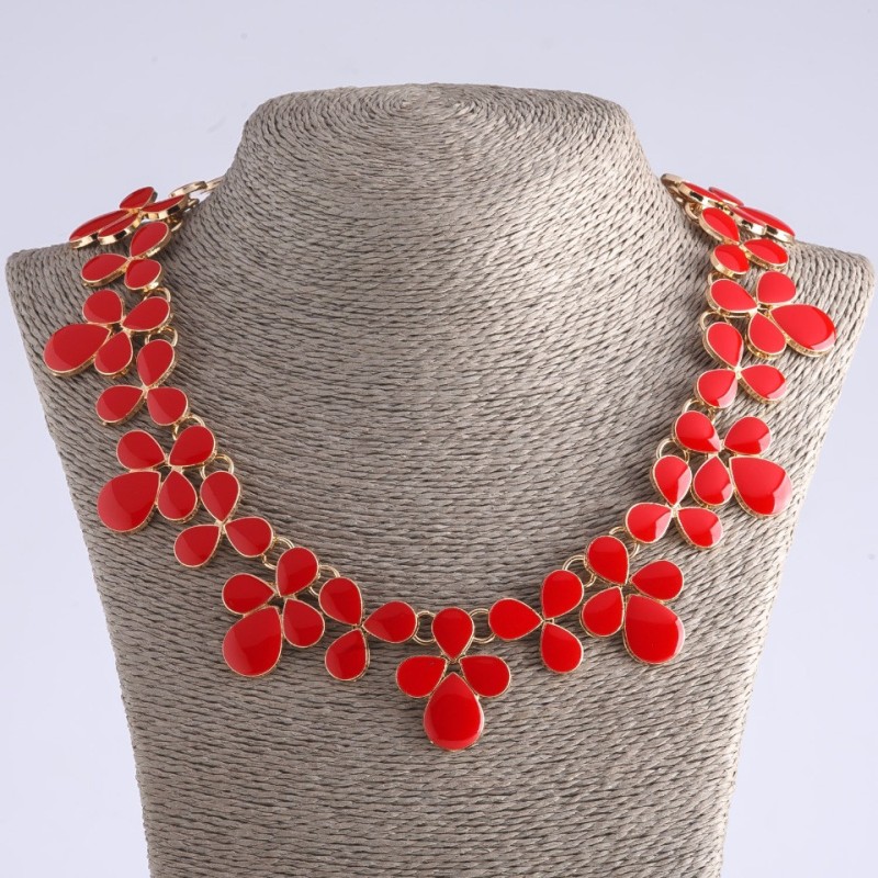 Kette mit roter Emaille »Kokette«, Länge 53 cm, Metallfarbe »Gold«