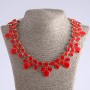 Kette mit roter Emaille »Kokette«, Länge 53 cm, Metallfarbe »Gold«