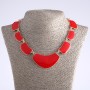 Collier mit roter Emaille «Athene», Länge 55 cm, goldfarbenes Metall
