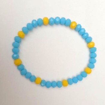 Armband „Ukraine“ tschechischer Kristall gelb-blau, Durchmesser 5×6 mm, Länge ca. 18 cm (Elastikband)