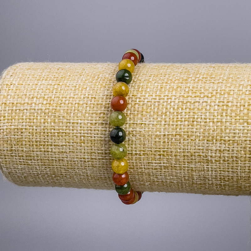 Armband 'Jaspis' mehrfarbig (einzeln) glatte Kugeln, Durchmesser ca. 6 mm, Länge 18 cm, elastisch