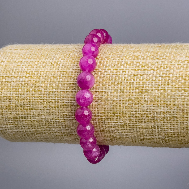 Armband Turmalin (künstlich) himbeerrot, glatte Kugeln, Durchmesser ca. 8 mm, Länge 18 cm Stretch-Armband