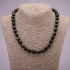 Naturstein-Halskette aus Silber-Obsidian mit glatten Kugeln, Durchmesser ca. 10 mm, Länge 45 cm
