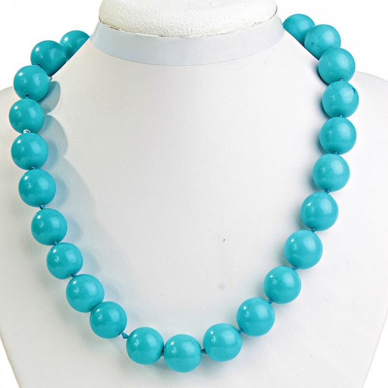 Halskette aus blauem Türkis, Kugeln 16 mm, Länge 48 cm