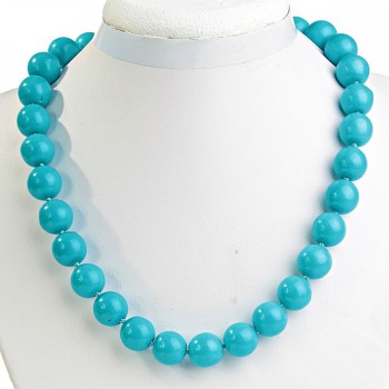 Halskette aus blauem Türkis, Kugeln 14 mm, Länge 49 cm
