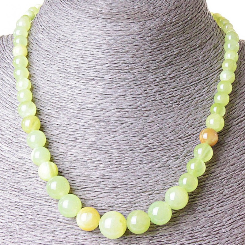 Onyx-Kette mit Kugeln von 6–14 mm, Länge 47 cm, ohne Knoten