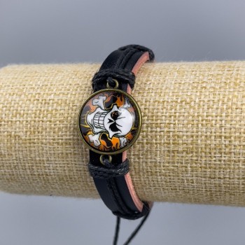 Armband aus Öko-Leder mit Schädel-Anhänger, 1 Stück