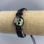 Armband aus Öko-Leder Schädel mit Herz, verstellbares Zugband, 1 Stück