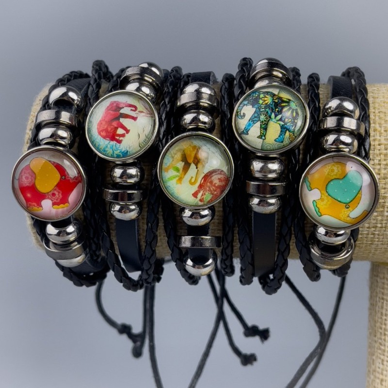 Armband aus Öko-Leder 'Elefanten-Sortiment' mit Zugverschluss, 1 Stück