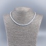 Choker-Halskette aus natürlichem Perlmutt (toniert) in kühlem Weiß – glatte Rondellen, Durchmesser ca. 4 × 2 mm, Länge ca. 48 cm