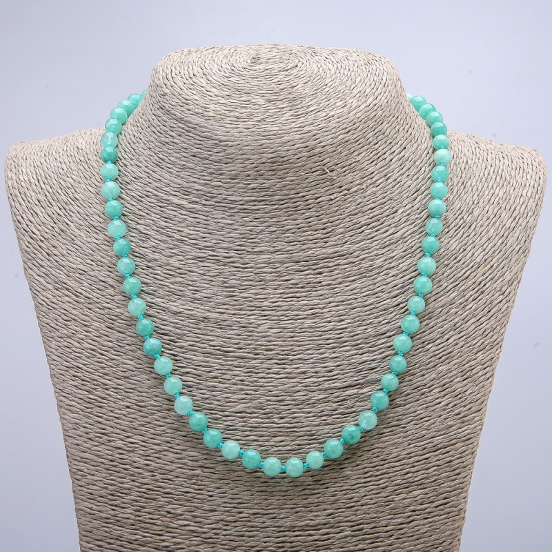 Kette aus natürlichem Jadeit, glatte Kugel, Durchmesser ca. 6 mm, Länge ca. 46 cm+