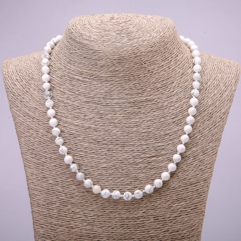 Chalzedon-Kette, glatte Kugeln, Durchmesser 6 mm, Länge 45 cm+