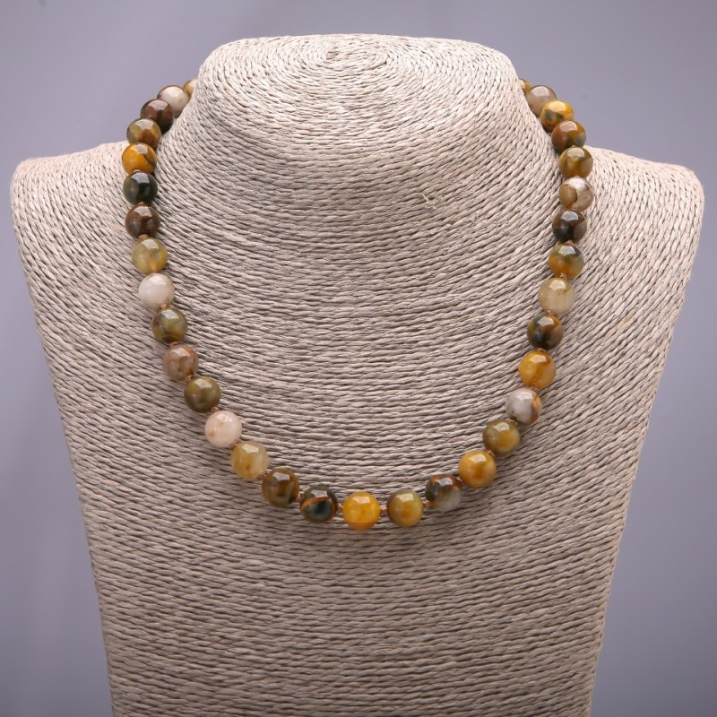 Kette aus natürlichem Petersit, glatte Kugeln, Durchmesser 10 mm, Länge 45 cm