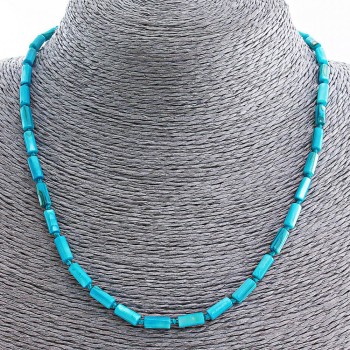 Halskette aus blauem Perlmutt in Röhrchenform, 8×4 mm, Länge 45 cm