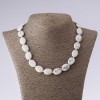 Kette aus natürlichem Chalzedon, ovale Perlen, Länge 45 cm, Durchmesser 13 × 18 mm
