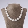 Kette aus natürlichem Chalzedon, ovale Perlen, Länge 45 cm, Durchmesser 13 × 18 mm