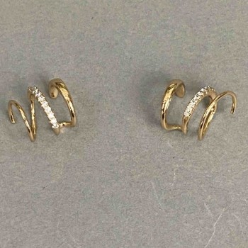 Dreifache Ohrklemme Xuping – 18K Vergoldung, weiße Strasssteine, 10x8 mm +