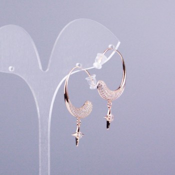 Ohrringe Xuping – Ringe mit 18K-Vergoldung, weiße Strasssteine, Dicke ca. 5 mm, Ø ca. 24 mm
