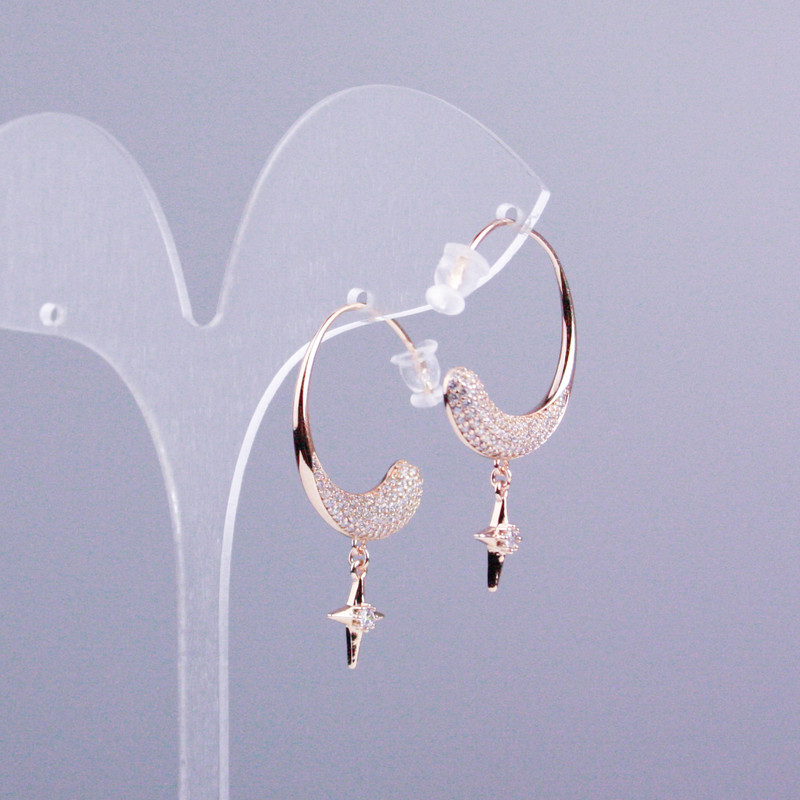 Ohrringe Xuping – Ringe mit 18K-Vergoldung, weiße Strasssteine, Dicke ca. 5 mm, Ø ca. 24 mm