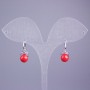 Xuping rhodiumbeschichtete Ohrringe mit weißen Strasssteinen und roter Perle 17×8mm+