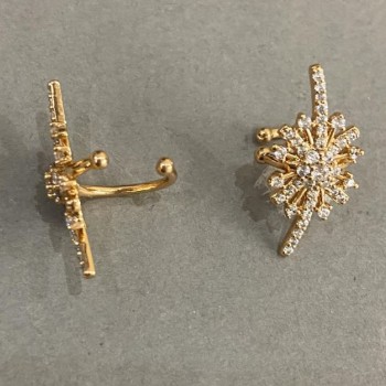 Clip Xuping mit 18K-Vergoldung und weißen Strasssteinen in Sternform, Durchmesser 20×10 mm+