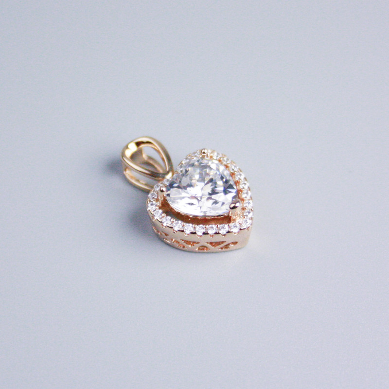 Anhänger Xuping Vergoldung 18K Herz mit weißen Strasssteinen und Kristall, Durchmesser 12×13 mm+