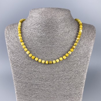 Halskette aus gelbem Jadeit, natürlicher Stein, facettierte Würfel, 5 x 5 x 5 mm, Länge ca. 50 cm