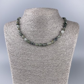 Halskette aus Haarquarz, natürlicher Stein, facettierte Perlen, Durchmesser ca. 6×8 mm, Länge ca. 51 cm