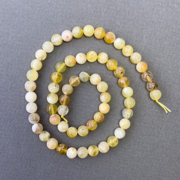 Gelbe Opal-Perlen aus natürlichem Stein, glatte Kugeln, Durchmesser ca. 6,5 mm, Länge ca. 39 cm