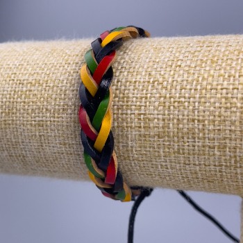 Armband aus buntem Öko-Leder, Länge 18–25 cm, Dicke 10 mm, mit Zugverschluss