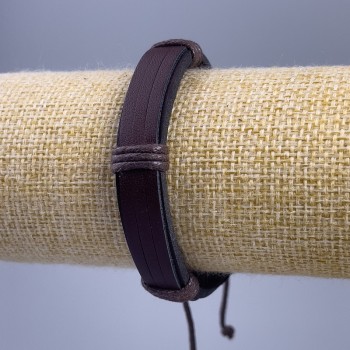 Armband aus braunem Öko-Leder, Länge 18–25 cm, Dicke 12 mm, mit Zugverschluss