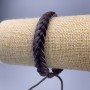 Armband aus braunem Öko-Leder, Länge 18–25 cm, Dicke 10 mm, mit Kordelzug