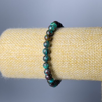 Armband aus Chrysokoll, Naturstein, glatte Kugeln, Durchmesser ca. 7 mm, Länge 18 cm (Stretcharmband)