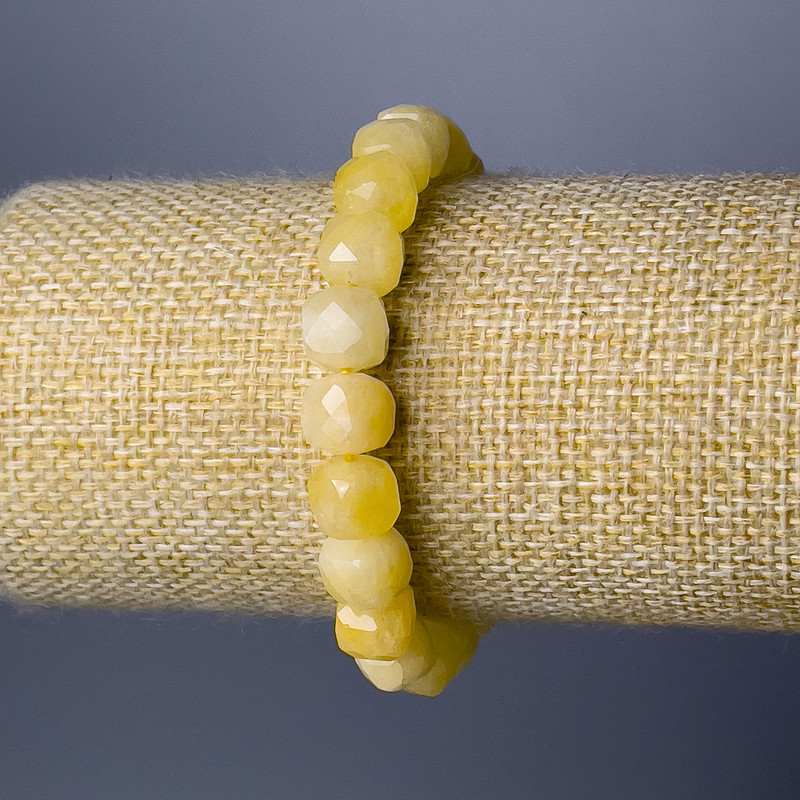 Armband Citrin, natürlicher Stein, facettierte Würfel, Durchmesser ca. 9 mm, Länge 18 cm (Stretcharmband)