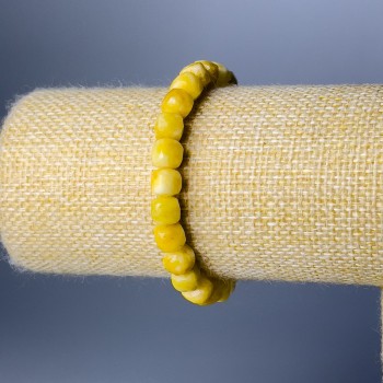 Armband aus Gelbem Jadeit, facettierte Würfelperlen, Durchmesser 7 mm, Länge 18 cm (Elastikband)
