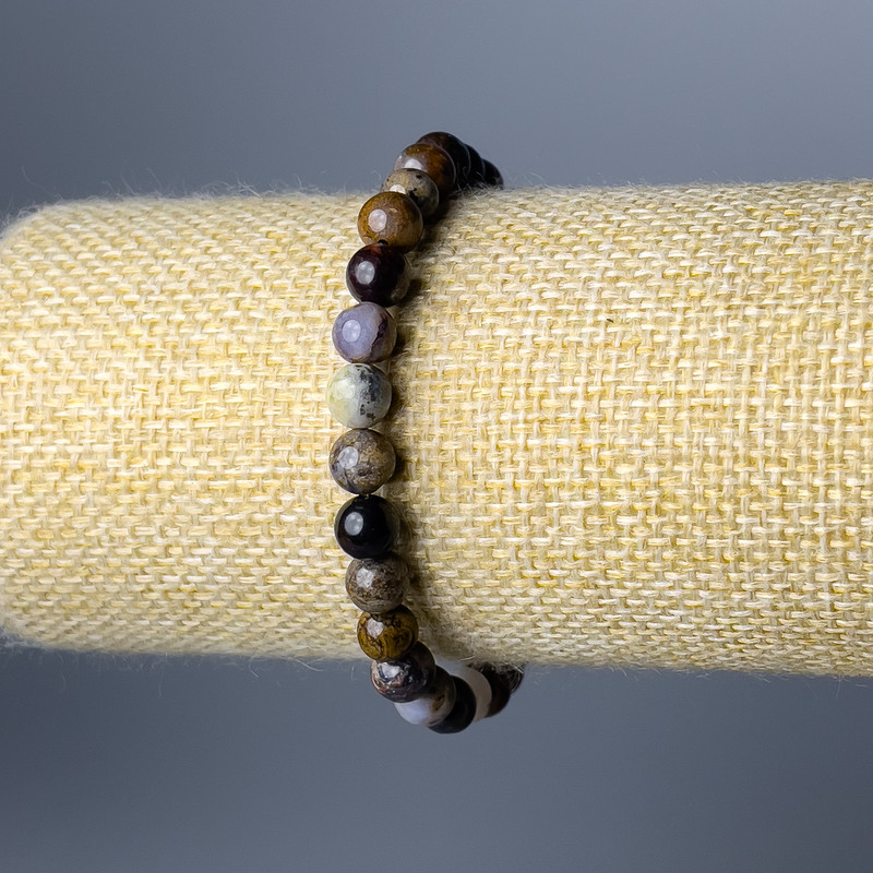 Petersit-Armband, Naturstein, glatte Kugel, Durchmesser 6,5 mm, Länge 18 cm (Stretch)