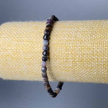 Armband aus natürlichem Saphir, facettiertes Würfel, Durchmesser 4,5 mm, Länge 18 cm (Elastik)