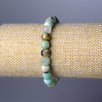 Armband aus Chrysokoll und Lazurit, naturbelassene Steine, facettierte Würfel, Durchmesser ca. 7 mm, Länge 18 cm (Stretcharmband)