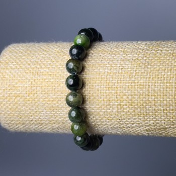 Armband aus Diopsid (Naturstein), glatte Kugeln, Durchmesser ca. 9 mm, Länge ca. 18 cm (Elastikarmband)